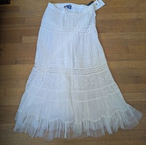 White Maxi A-Line Pleated Skirt for Brides